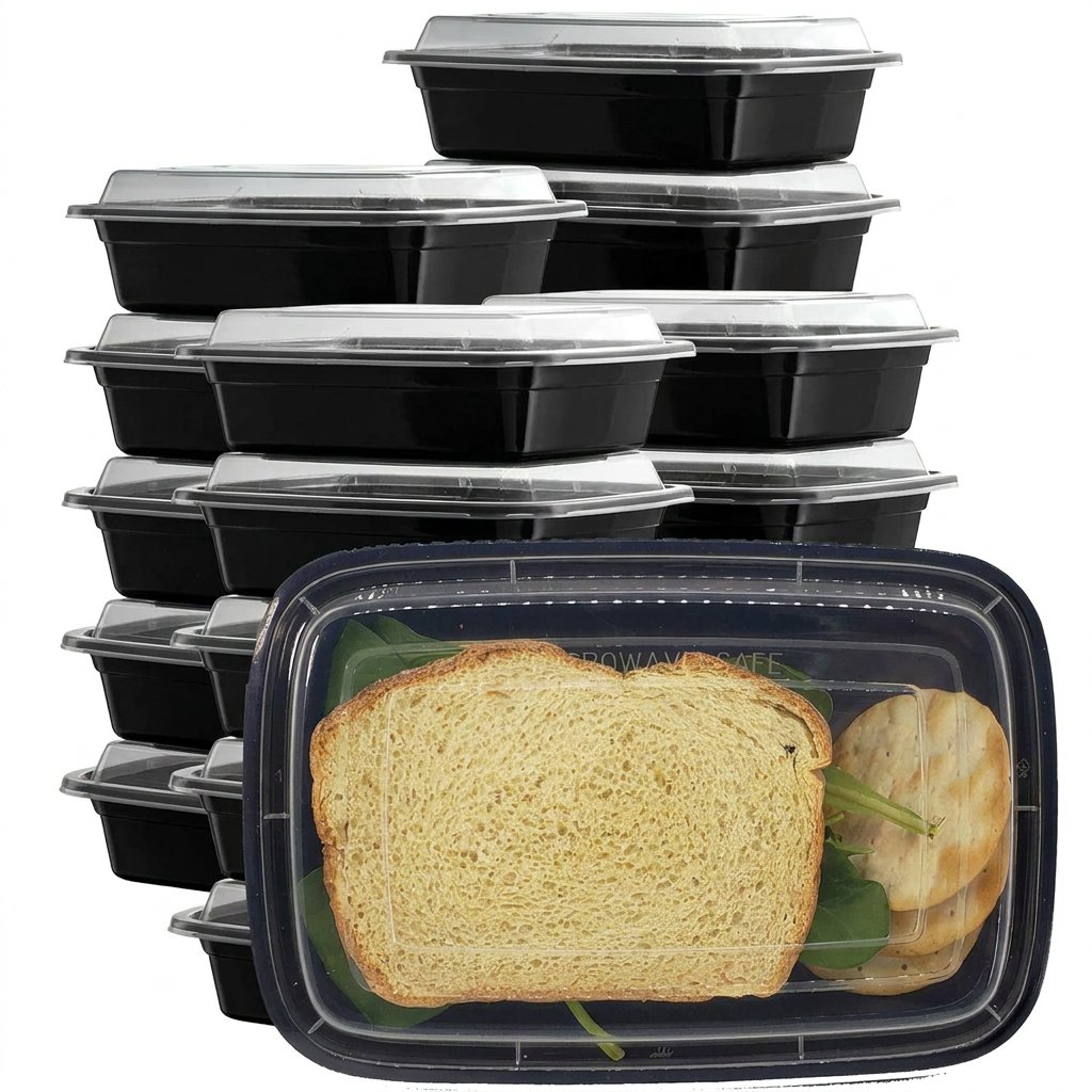 Meal Prep Containers 24oz with Lids 50 Pack - Leak Resistant Rectangle - Commercial Grade - Microwavable Freez