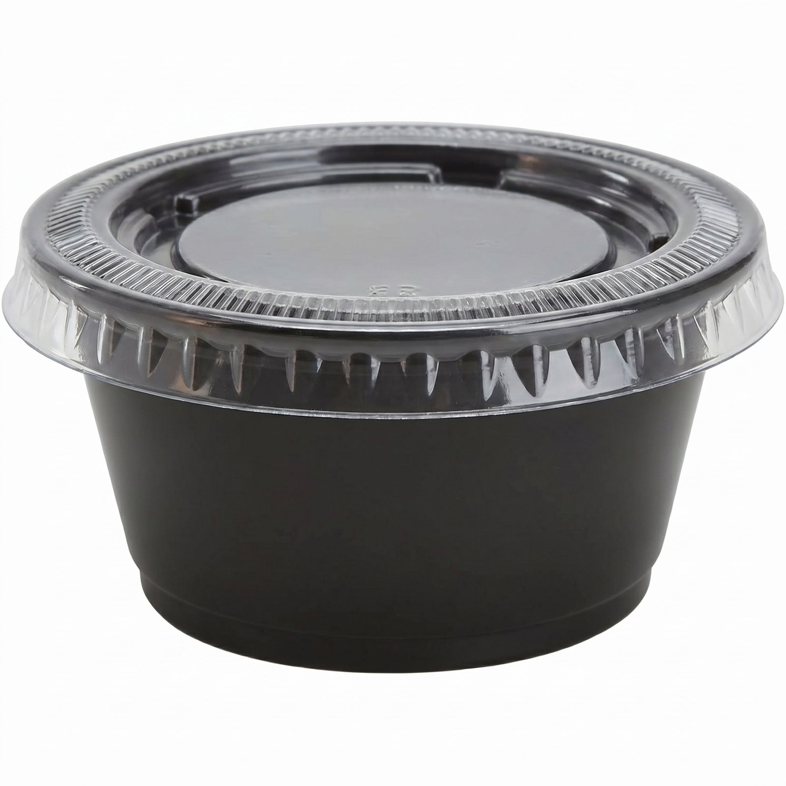Black Portion Cups with Clear Lids 2oz (200 Pack) - Leak-Resistant Design - Commercial Grade - Meal Prep Conta