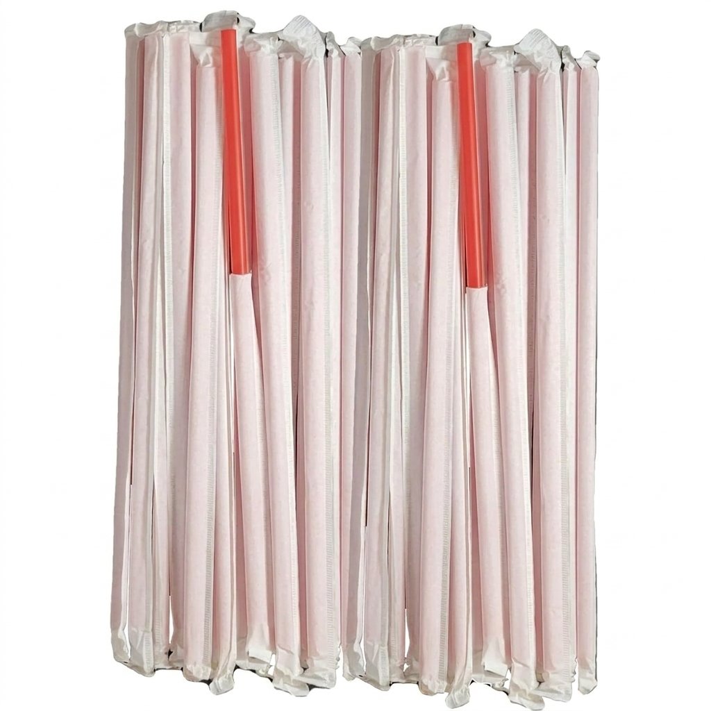Premium Paper-Wrapped Straws 10.25" Giant Red Plastic 7mm Bulk 1200 Count - Commercial Grade - Restaurant Bars