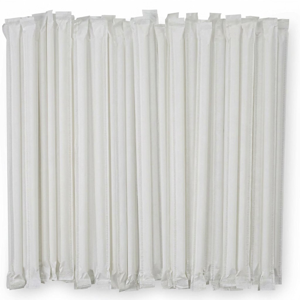 Disposable Plastic Drinking Straws 7.75 Inch, 2000 Count - Individually Paper Wrapped - Commercial Grade - Res