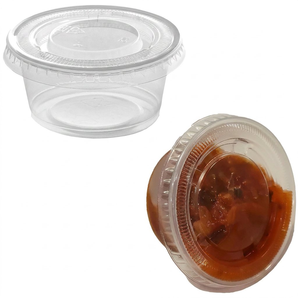 2oz Portion Cups with Lids 250 Pack - Airtight Leak-Proof Seal - Commercial Grade - Perfect for Sauces, Sample