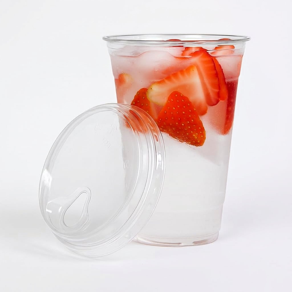 24oz Clear Plastic Cups with Sip Lids 100 Sets - BPA-Free PET - Commercial Grade - Restaurants, Cafes, Smoothi