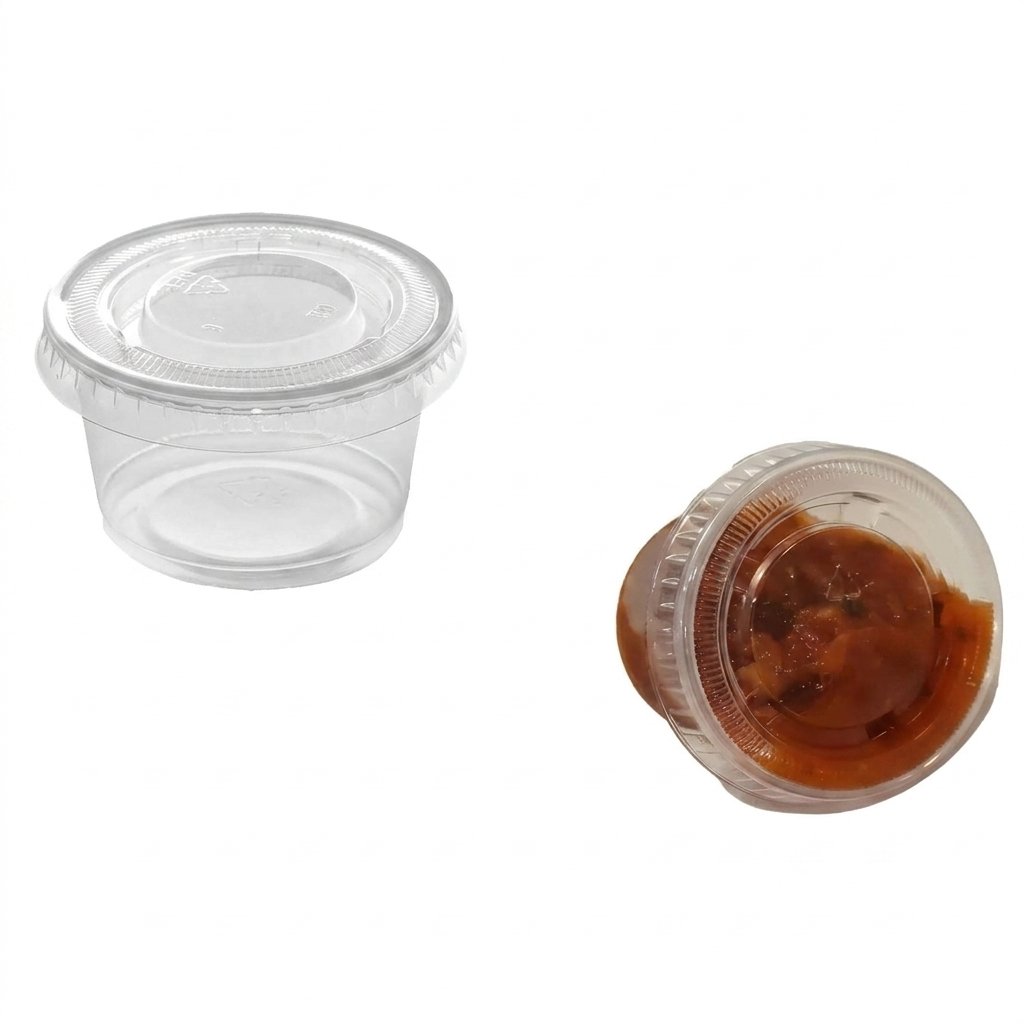 Portion Cups 0.75 oz (2500 Count) - Small Clear Plastic Condiment Containers with Lids - Commercial Grade - Sa