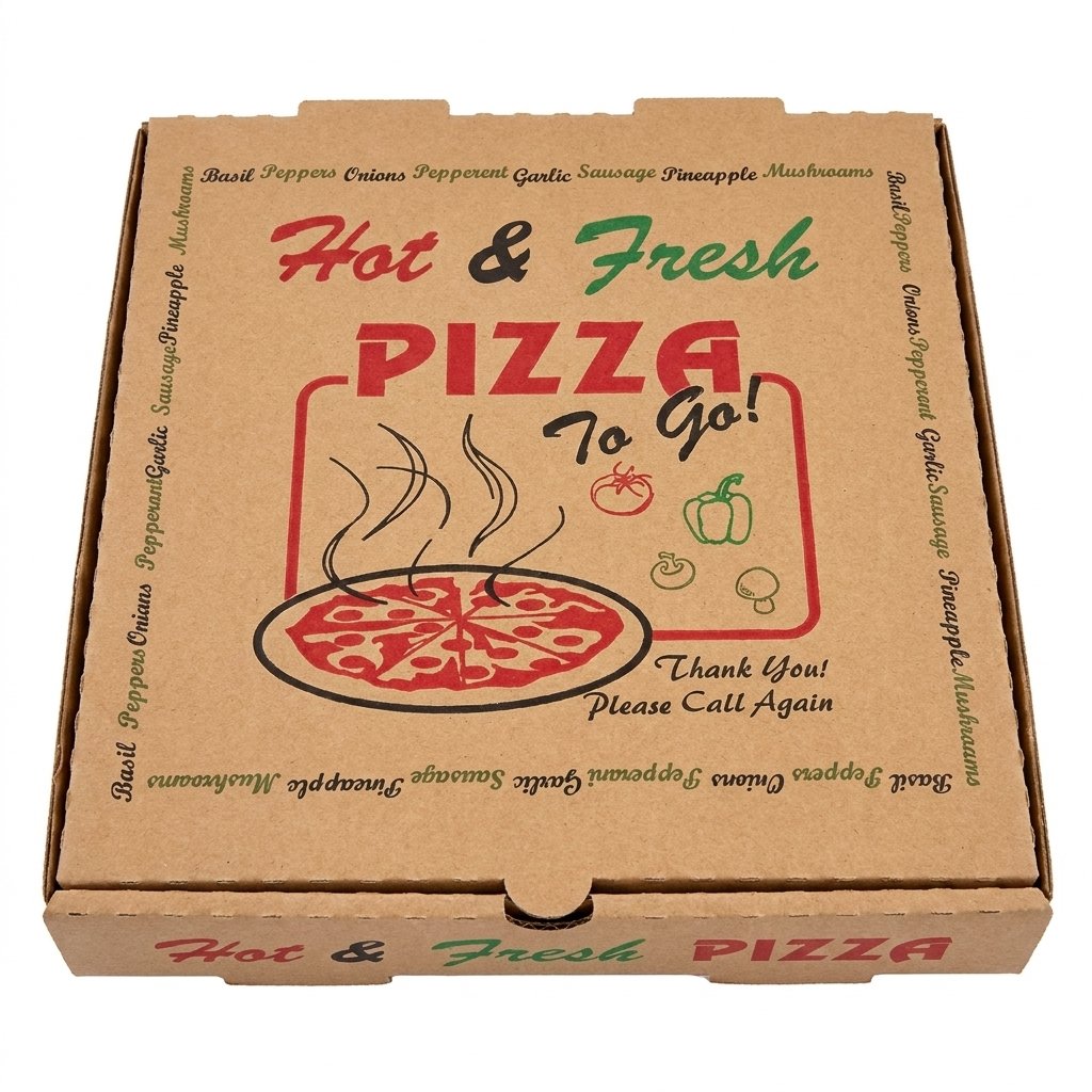 Pizza Boxes 16x16 Inch 50 Pack - 4 Color Hot & Fresh Print - Commercial Grade Brown Corrugated - Restaurant Pi