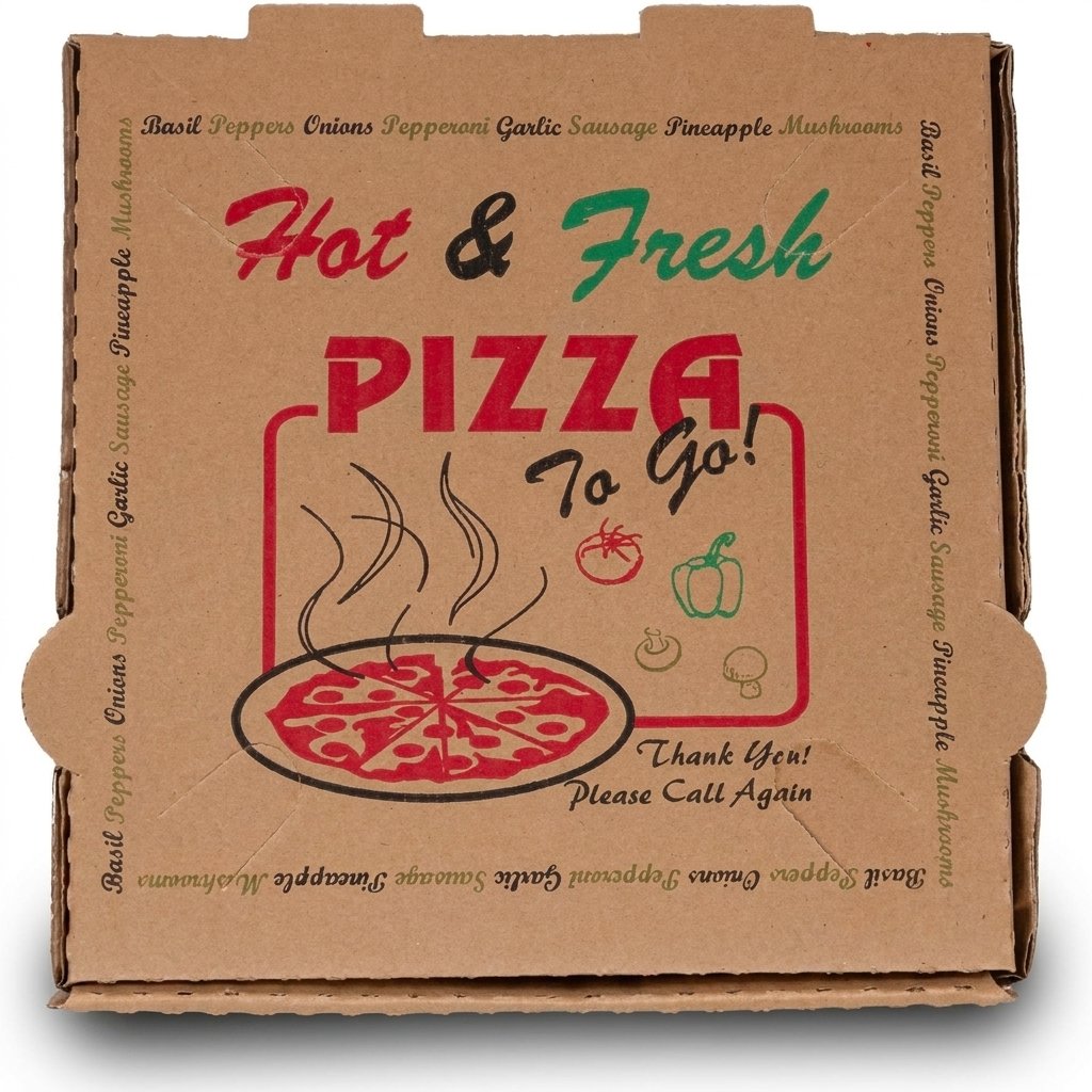 Pizza Boxes 12 inch 50 Pack - 4 Color Hot & Fresh Print - Commercial Grade Corrugated Cardboard - Pizzeria Res