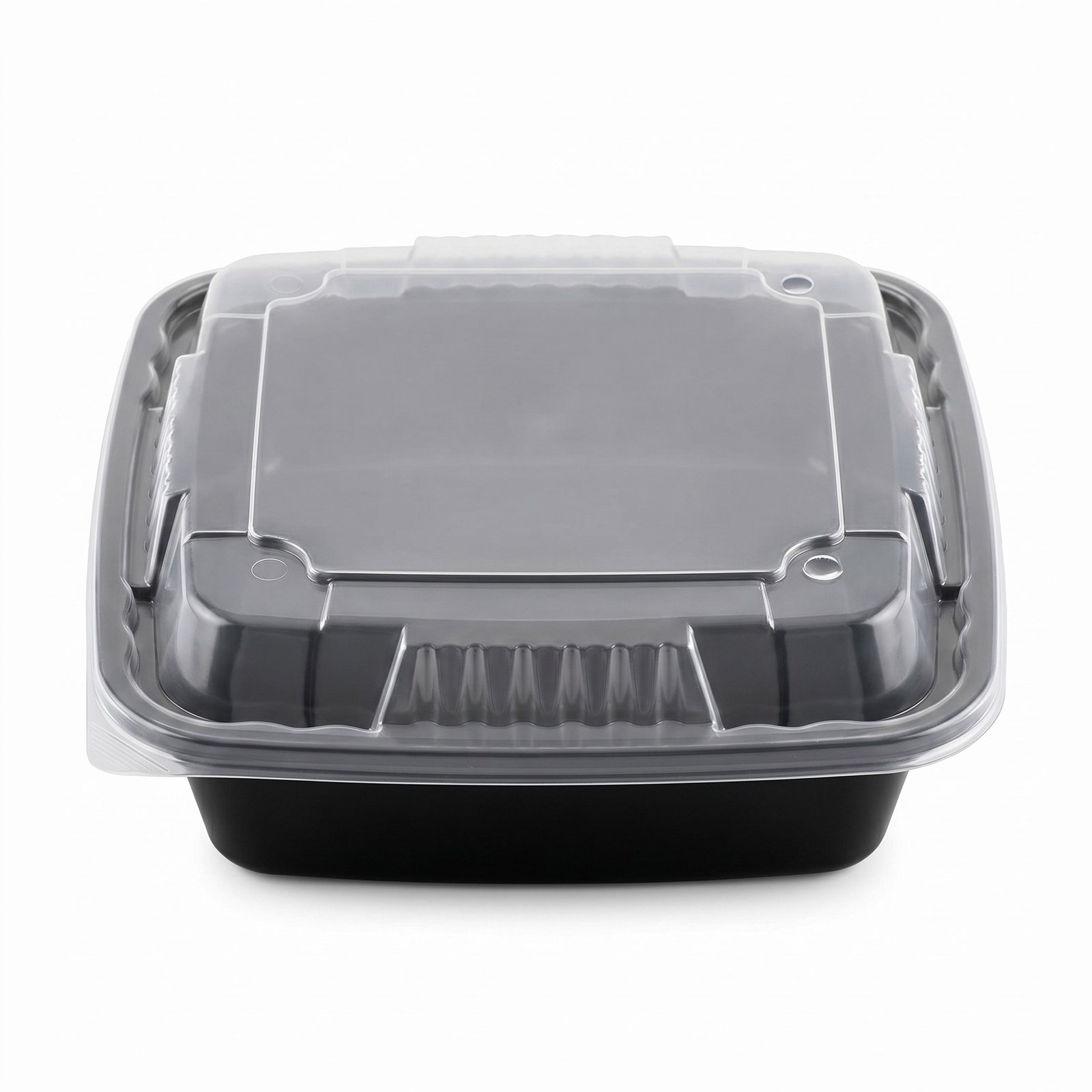 8x8x3 Takeout Containers with Lids 150 Pack - Black Hinged Clamshell To Go Boxes - Commercial Grade - Restaura