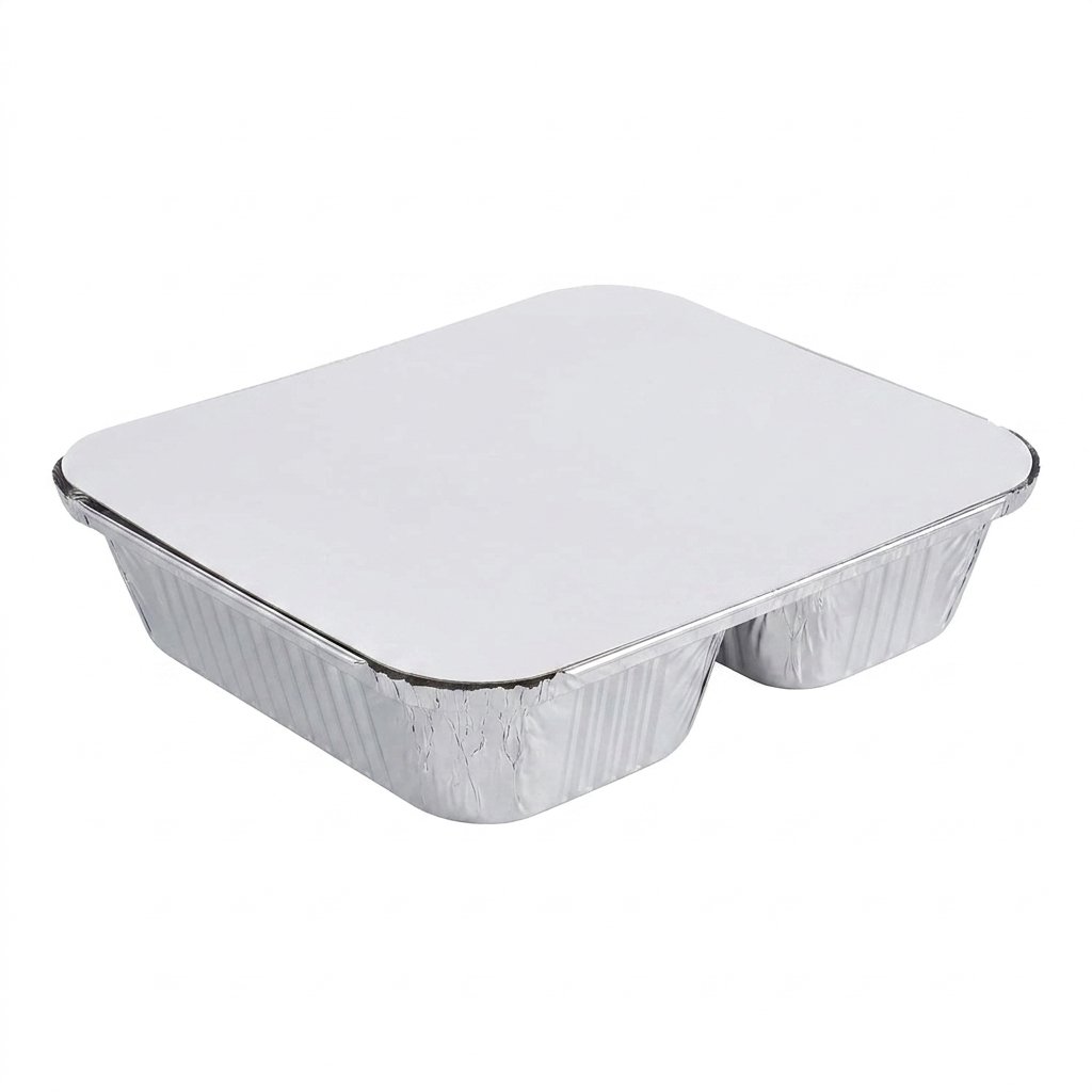 Disposable Aluminum Foil Tray with Paper Board Lid 250 Case | 250 Pack | TLAPS Heavy Duty 1 LB Take-Out Pan wi