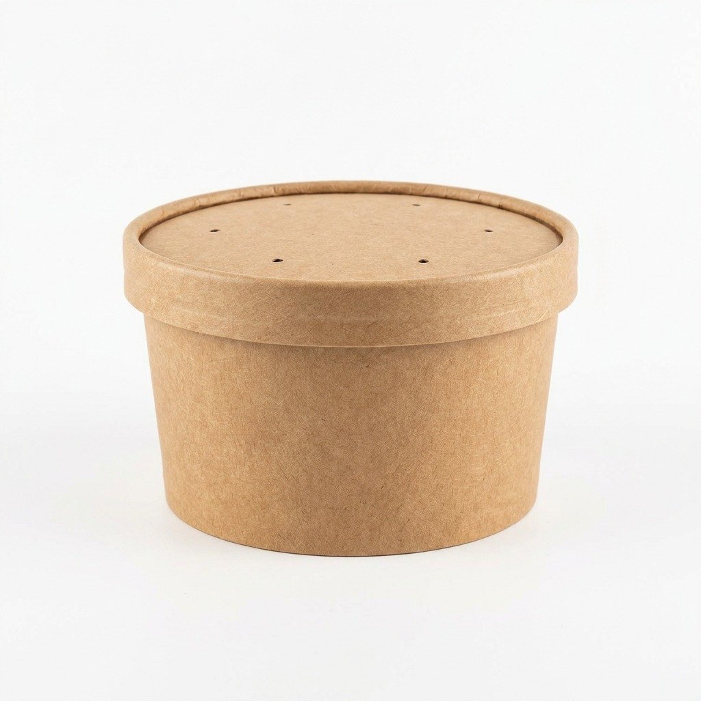 Kraft Paper Soup Containers 24oz 250 Sets - Vented Lids Included - Commercial Grade - Restaurant Takeout Hot F
