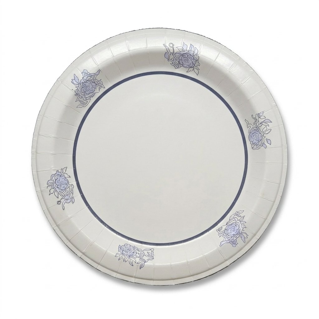 42-Count 8 inch Plate Blue Floral Paper Plates, Printed Disposable for Weddings & Bridal Showers - TLAPS Comme