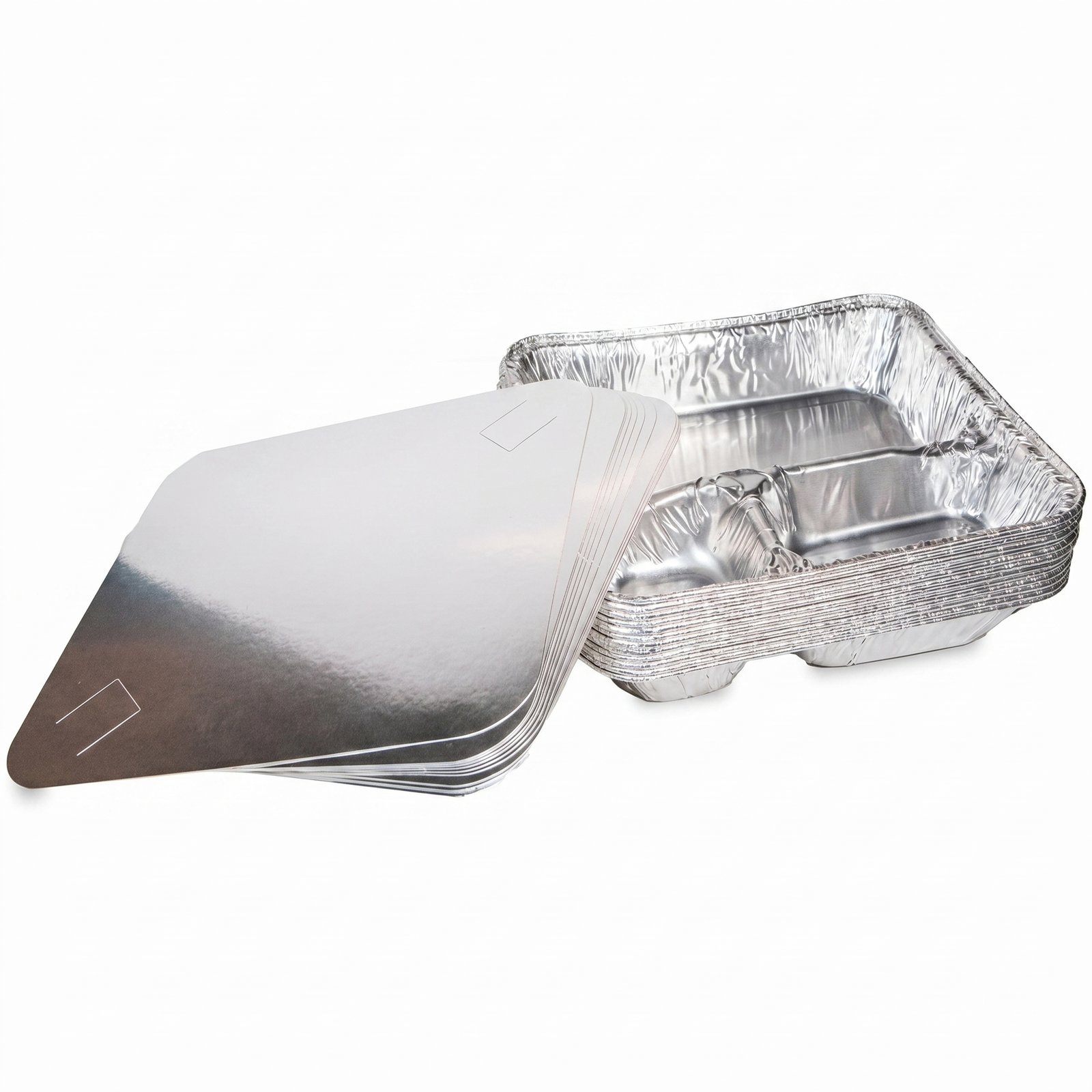 Large Aluminum Foil Pans with Lids 250 Count - 3 Compartment Disposable Trays - Commercial Grade - Catering Me
