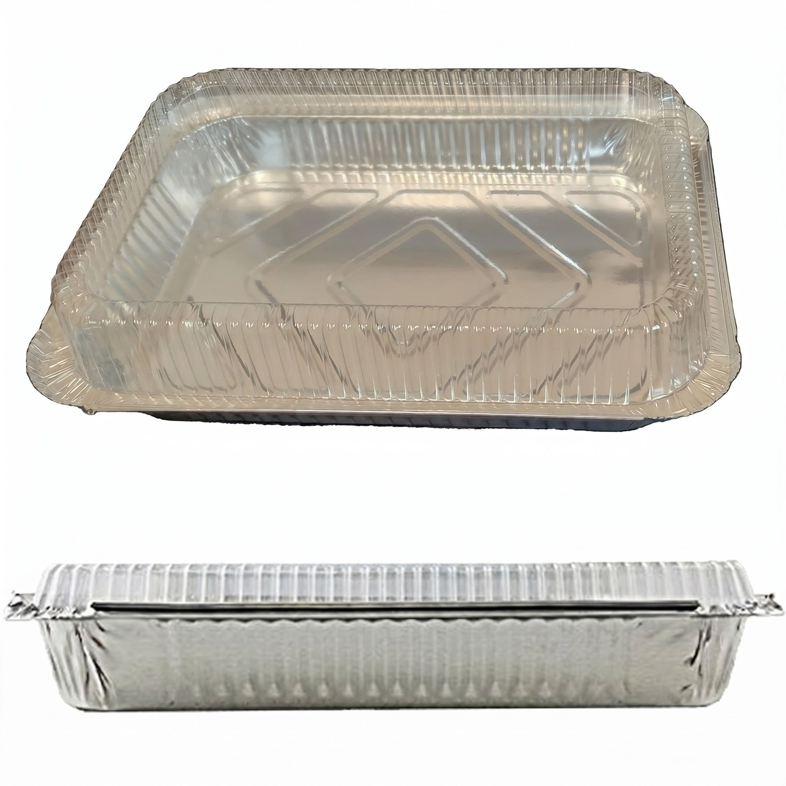4 lb Aluminum Foil Pans with Lids 12 x 8 x 1.6 Inch - 250 Count Case | TLAPS Disposable Oblong Pans for Cateri