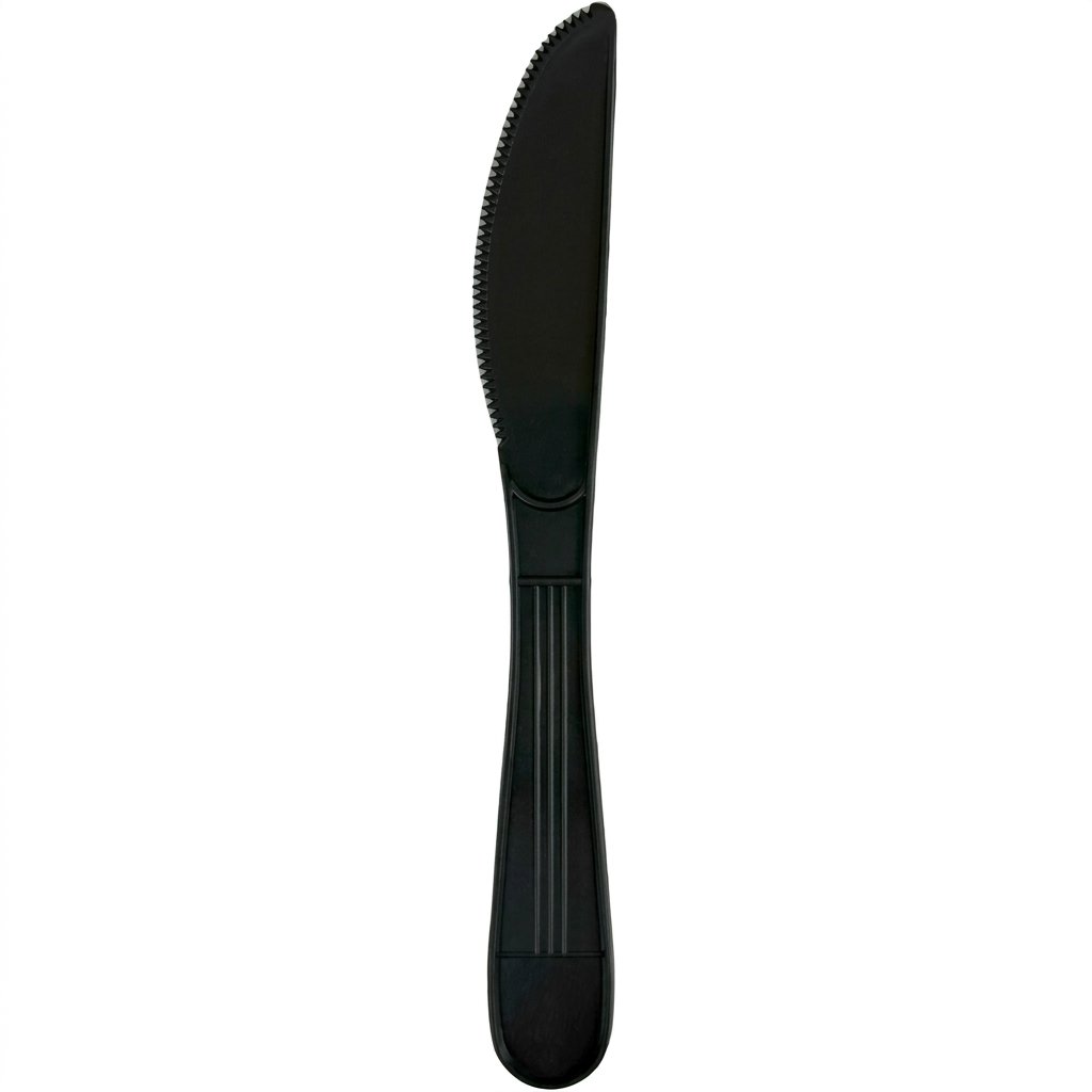Heavy Duty Black Plastic Knives 1000 Count - Individually Wrapped - Commercial Grade Disposable Cutlery for Re