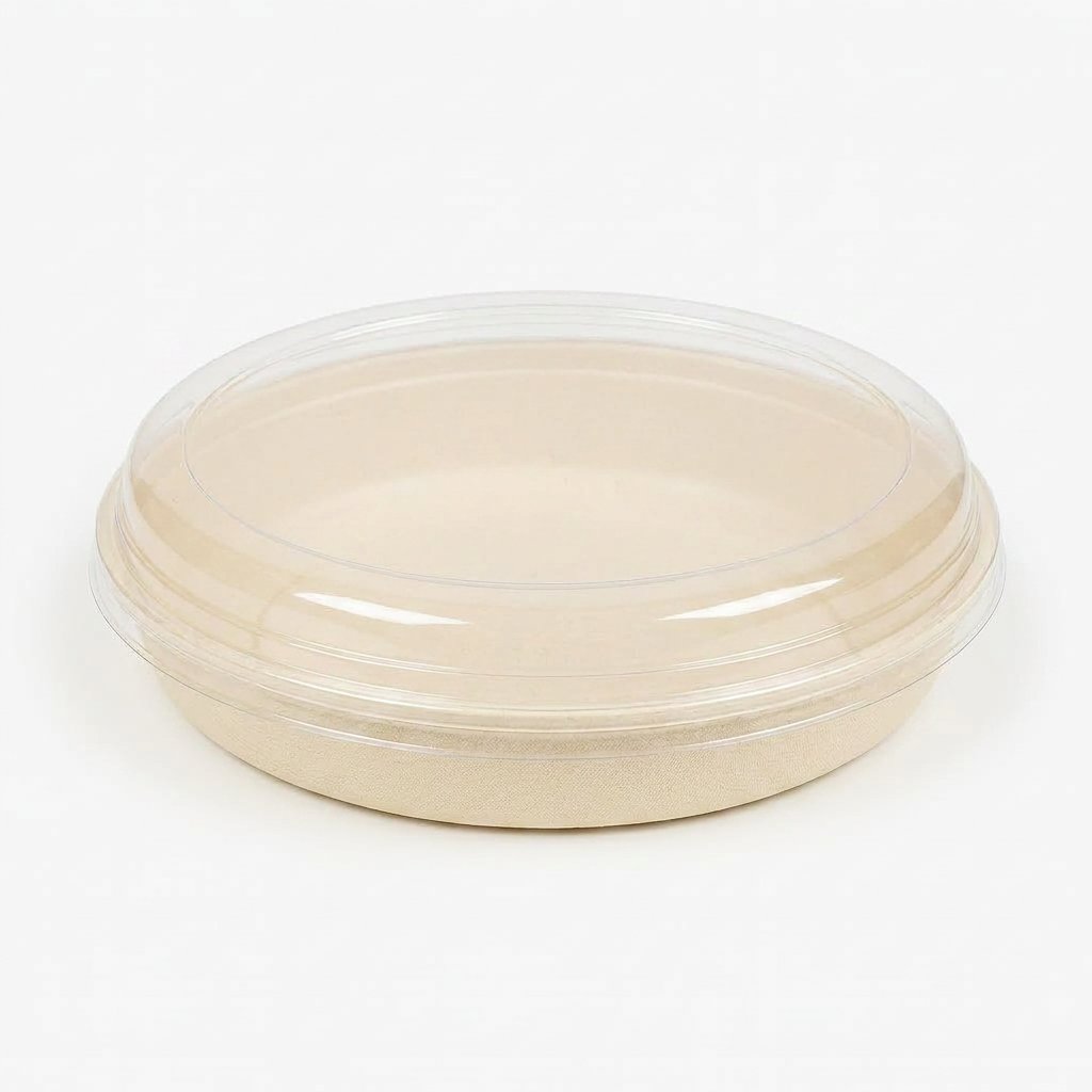 26 oz Compostable Bagasse Burrito Bowls with Lids - 300 Count Heavy-Duty Eco | TLAPS Commercial Sugarcane Fibe