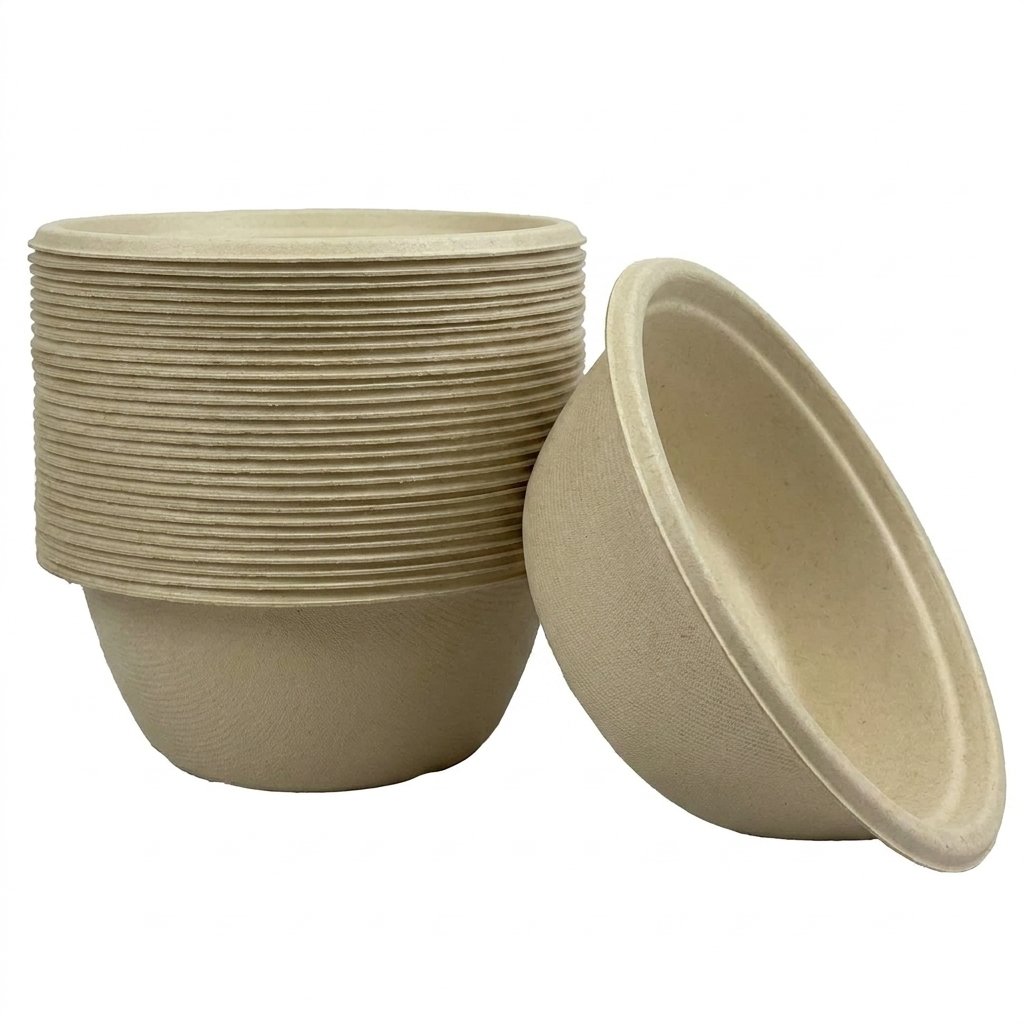 Round Paper Bowls 24oz Compostable - Heavy-Duty Bagasse Disposable Bowls - Commercial Grade - Catering Restaur