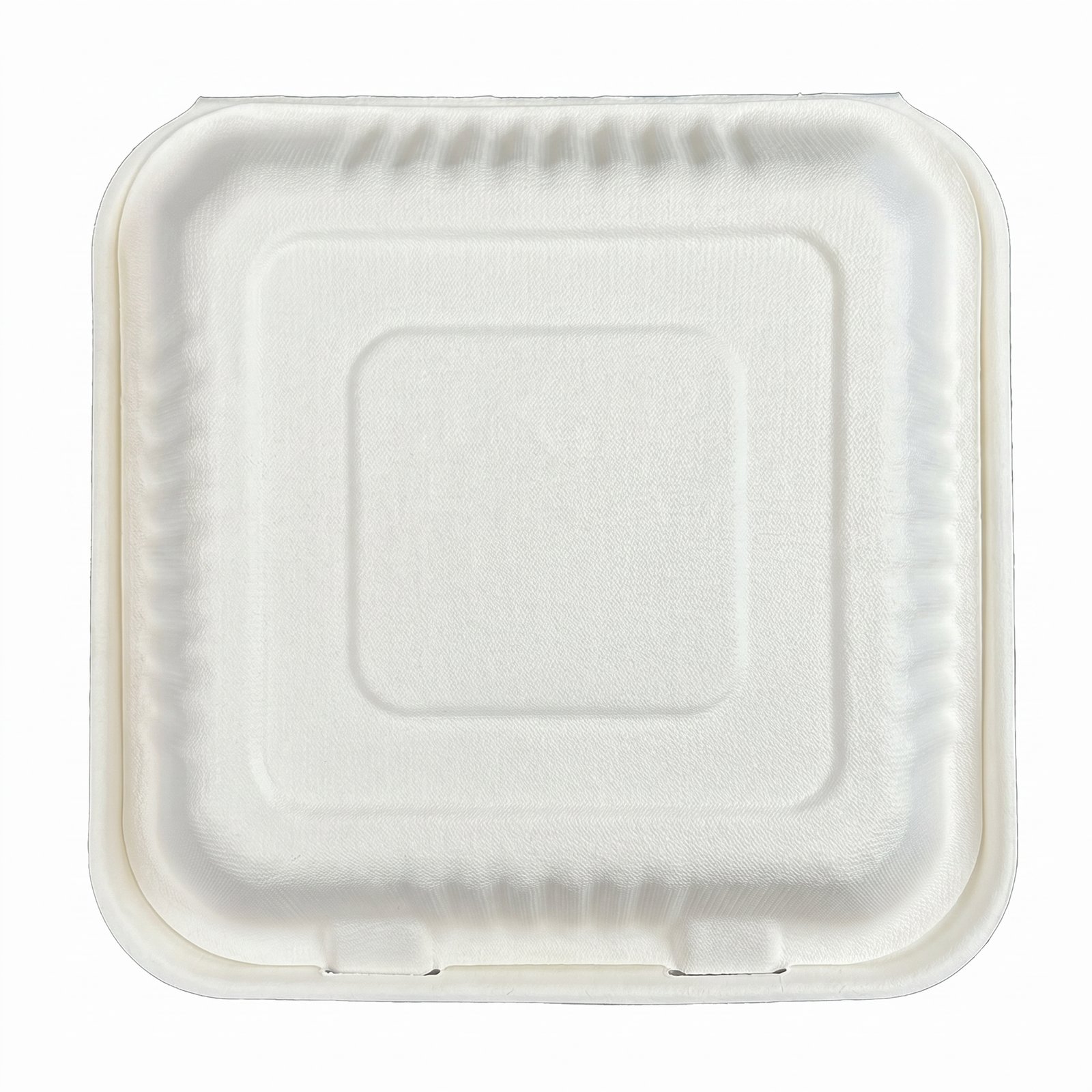 Bagasse Hinged Containers 8x8x3 inch 200 Pack - Compostable Sugarcane Fiber - Commercial Grade - Restaurants C