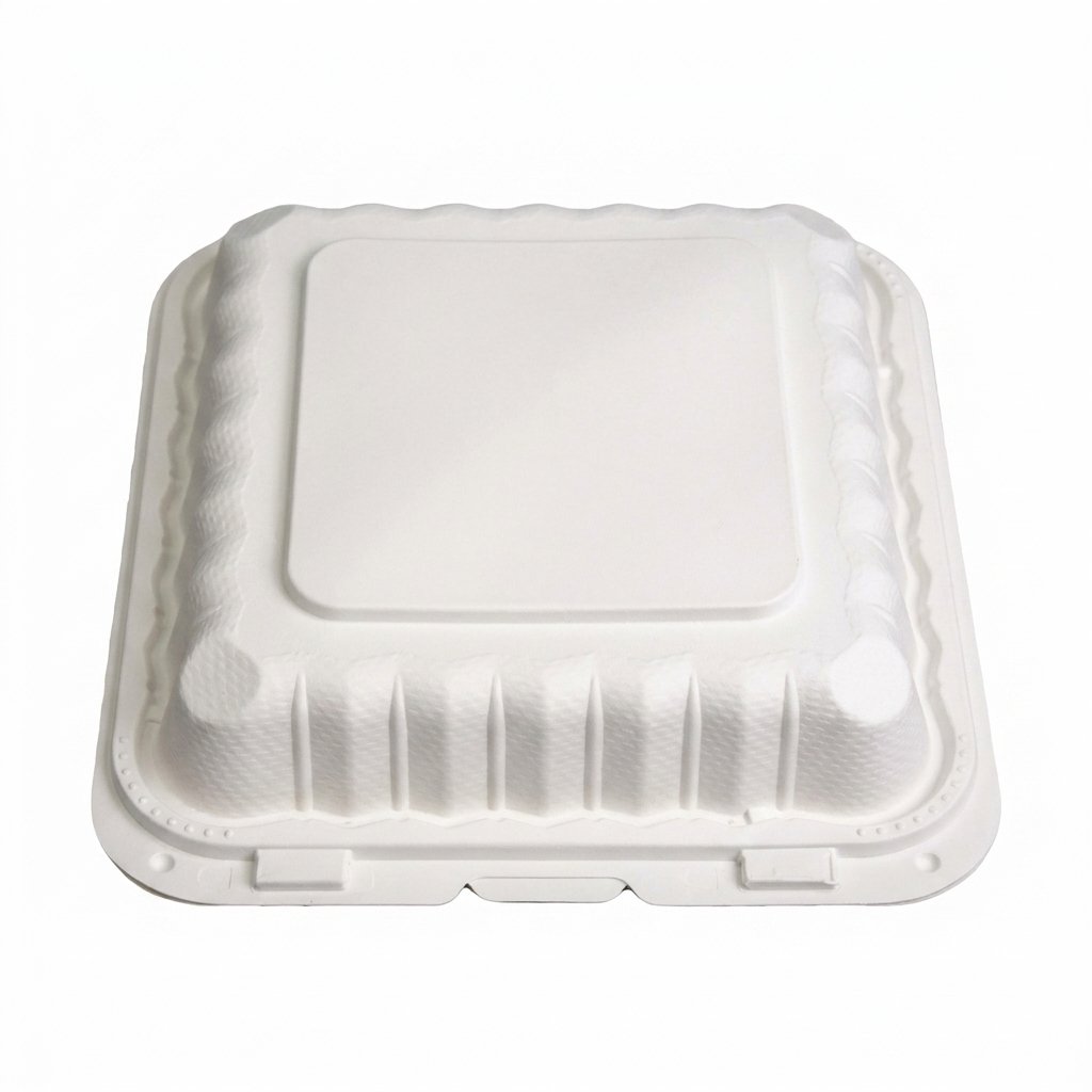 Disposable Hinged Lid Food Containers 8x8x3 inch (50 Pack) - Leak-Resistant Single Compartment - Commercial Gr