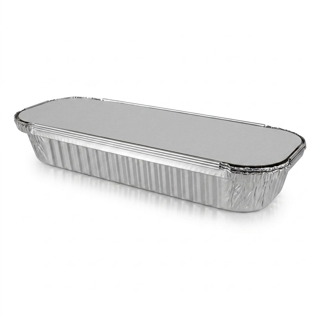 Foil Board Lids for 3 Lb Oblong Pans 250 Count - Heavy Duty Grease-Proof - Commercial Grade - Catering, Meal P