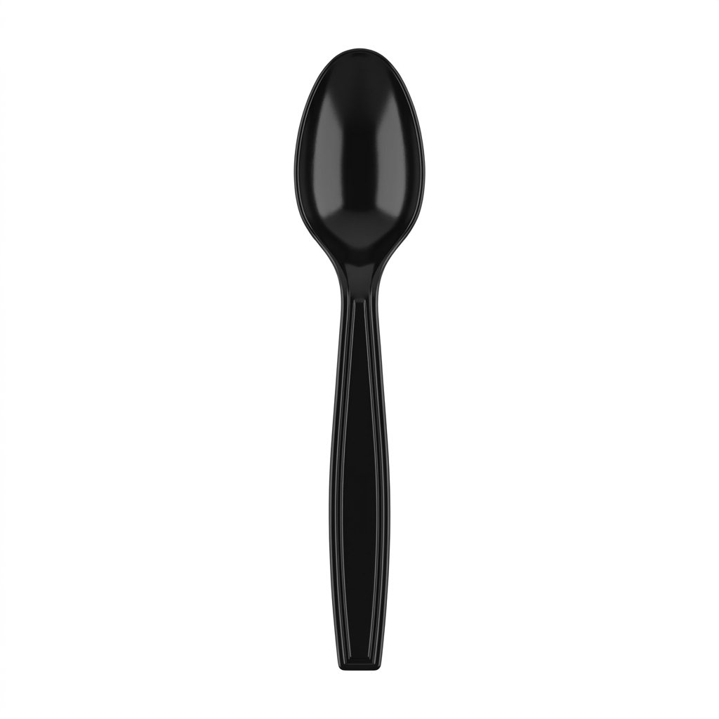 Black Plastic Spoons 1200 Count 7 Inch - Heavy Duty Professional Grade - Bulk Disposable Cutlery for Catering,
