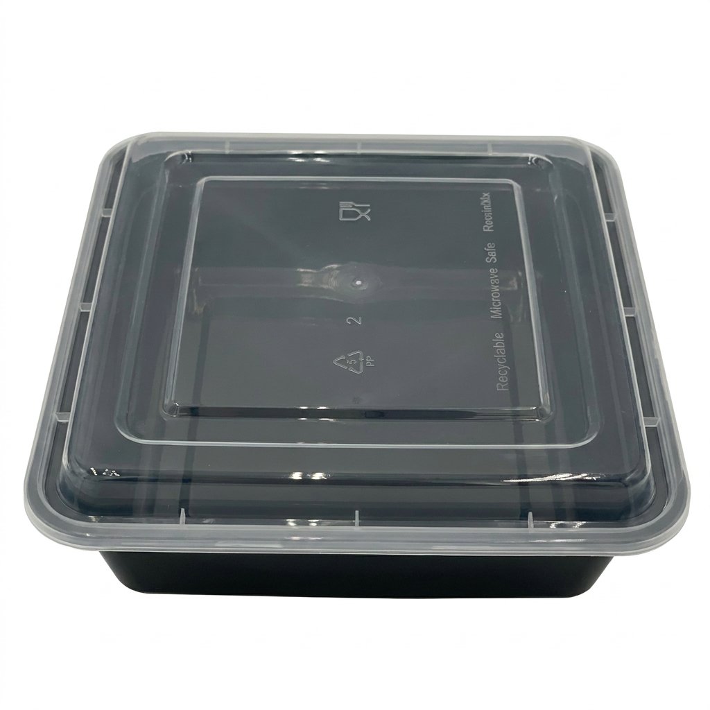 48oz Food Prep Containers 50-Pack - Square 2" Deep with Leak-Resistant Lids - Commercial Grade - Meal Prep, Ca