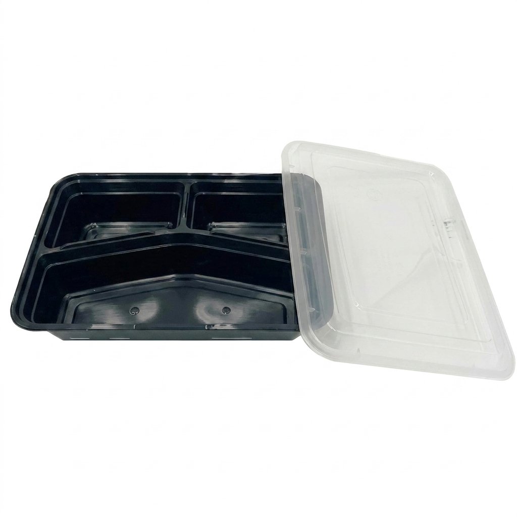 42oz Meal Prep Containers 50-Pack 3-Compartment - Leak-Resistant Lids - Commercial Grade - Food Storage, Takeo
